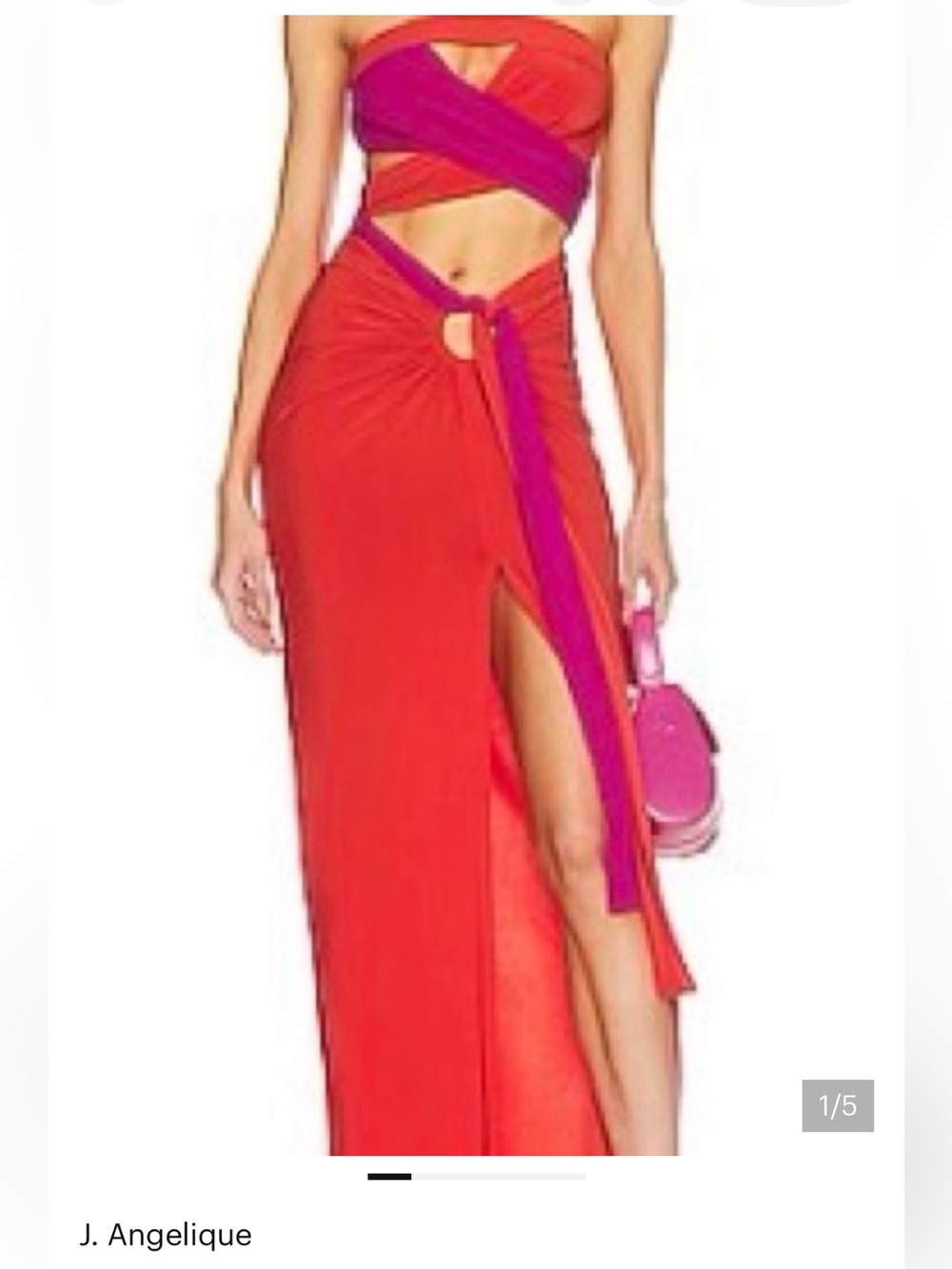 J. Angelique revolve femi dress Red & Fuchsia Cutout skirt set size Xs